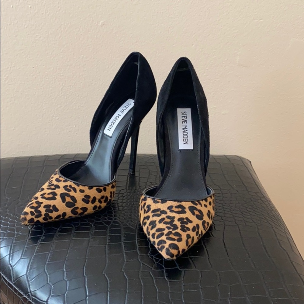 Steve Madden leopard print suede heels